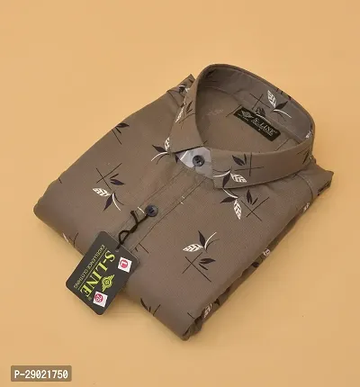 Stylish Coffee Cotton Blend Printed Casual Shirt For Men