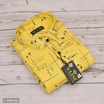 Stylish Yellow Cotton Blend Printed Casual Shirt For Men-thumb0