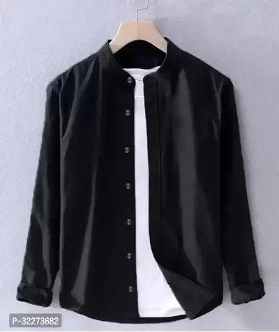 Reliable Black Cotton Blend Solid Casual Shirt For Men