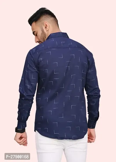 Elegant Cotton Blend Printed Long Sleeves Casual Shirts For Men-thumb2