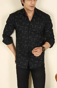 Elegant Cotton Blend Printed Long Sleeves Casual Shirts For Men-thumb2