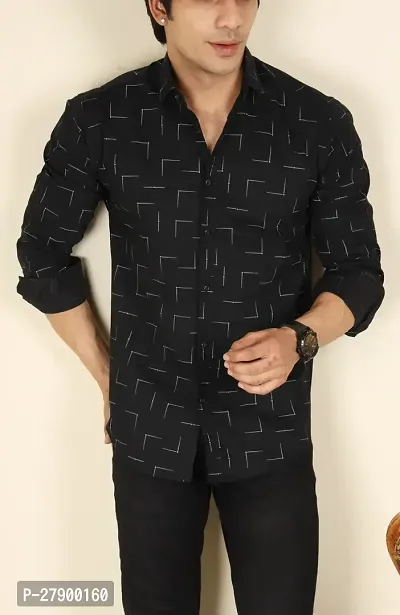 Elegant Cotton Blend Printed Long Sleeves Casual Shirts For Men-thumb3