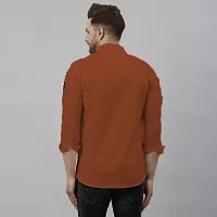 Stylish Brown Cotton Blend Self Pattern Casual Shirt For Men-thumb1