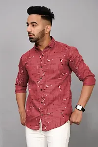 Reliable Red Cotton Blend Printed Casual Shirt For Men-thumb3