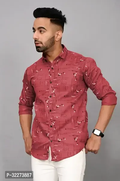 Reliable Red Cotton Blend Printed Casual Shirt For Men-thumb4