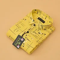 Stylish Yellow Cotton Blend Printed Casual Shirt For Men-thumb1