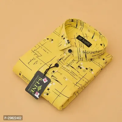 Stylish Yellow Cotton Blend Printed Casual Shirt For Men-thumb2