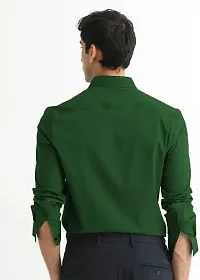 Stylish Green Cotton Blend Solid Casual Shirt For Men-thumb1