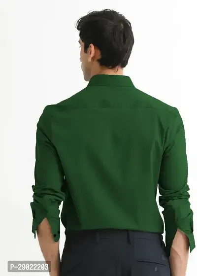 Stylish Green Cotton Blend Solid Casual Shirt For Men-thumb2