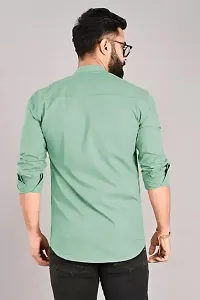 Stylish Green Cotton Blend Solid Casual Shirt For Men-thumb1