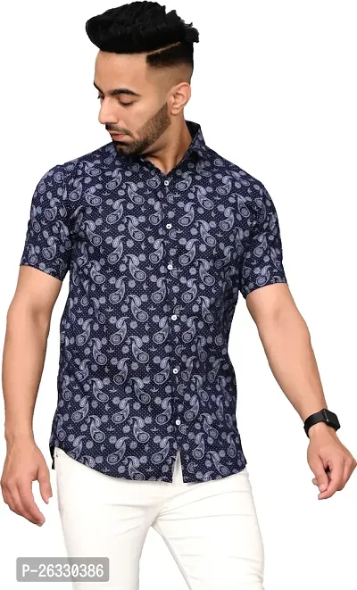 Stylish Cotton Blend Short Sleeves Shirt For Men-thumb0