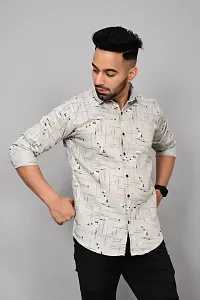 Reliable Grey Cotton Blend Printed Casual Shirt For Men-thumb3