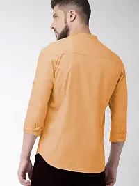 Elegant Cotton Blend Solid Long Sleeves Casual Shirts For Men-thumb1