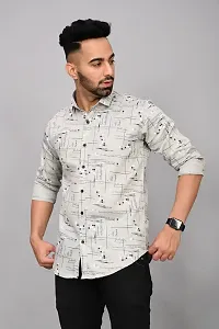 Elegant Cotton Blend Printed Long Sleeves Casual Shirts For Men-thumb3