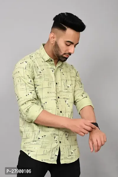 Elegant Cotton Blend Printed Long Sleeves Casual Shirts For Men-thumb3