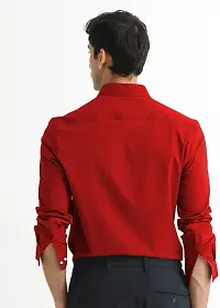 Stylish Red Cotton Blend Solid Casual Shirt For Men-thumb1