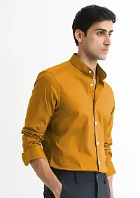Stylish Yellow Cotton Blend Solid Casual Shirt For Men-thumb2