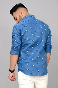 Reliable Blue Cotton Blend Printed Casual Shirt For Men-thumb1