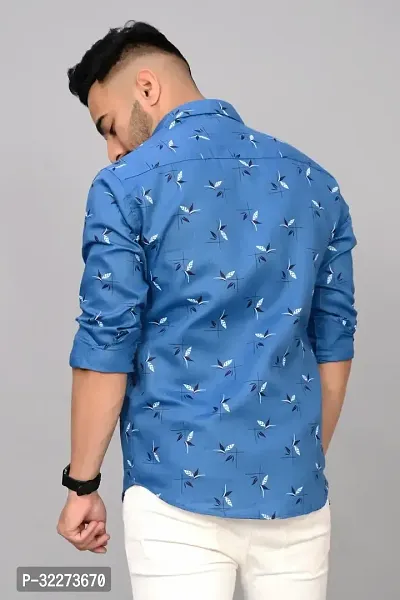 Reliable Blue Cotton Blend Printed Casual Shirt For Men-thumb2