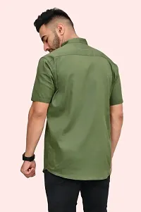 Reliable Green Cotton Blend Solid Casual Shirt For Men-thumb1