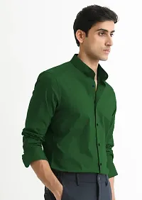 Stylish Green Cotton Blend Solid Casual Shirt For Men-thumb2