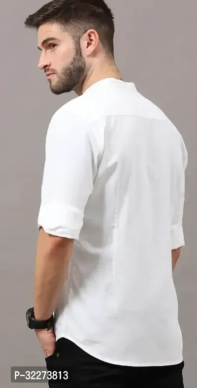 Reliable White Cotton Blend Solid Casual Shirt For Men-thumb2