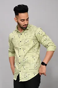 Stylish Green Cotton Blend Printed Casual Shirt For Men-thumb4