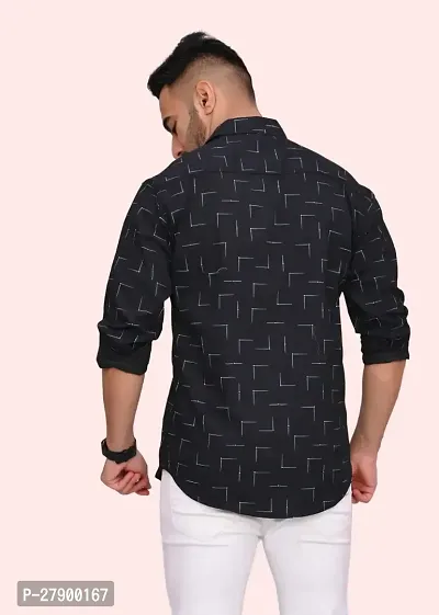 Elegant Cotton Blend Printed Long Sleeves Casual Shirts For Men-thumb2