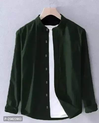 Stylish Green Cotton Blend Solid Casual Shirt For Men