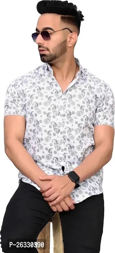 Stylish Cotton Blend Short Sleeves Shirt For Men-thumb0