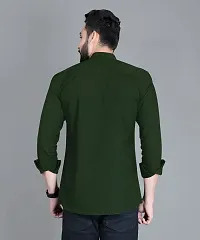 Stylish Green Cotton Blend Solid Casual Shirt For Men-thumb1