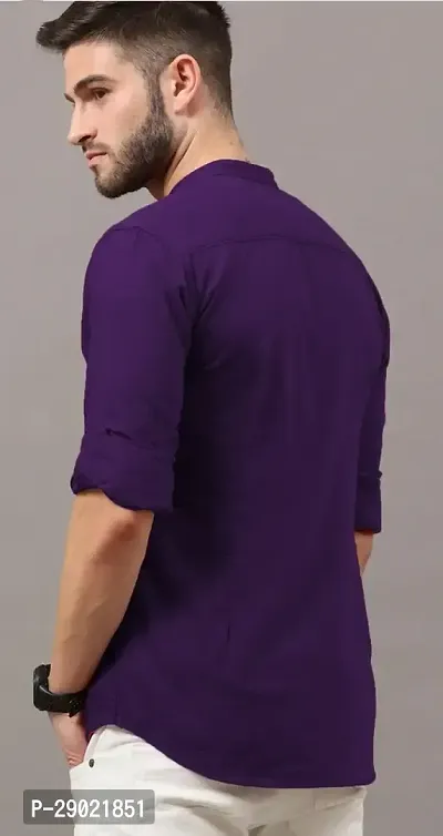 Stylish Purple Cotton Blend Solid Casual Shirt For Men-thumb2