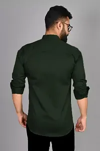 Reliable Green Cotton Blend Solid Casual Shirt For Men-thumb1