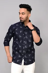 Elegant Cotton Blend Printed Long Sleeves Casual Shirts For Men-thumb2