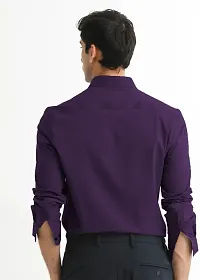 Reliable Purple Cotton Blend Solid Casual Shirt For Men-thumb1