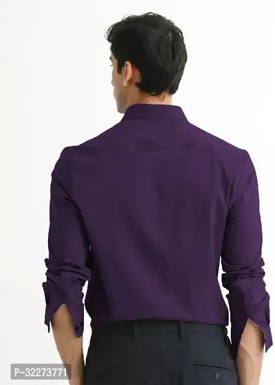 Reliable Purple Cotton Blend Solid Casual Shirt For Men-thumb2