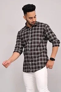 Reliable Brown Cotton Blend Checked Casual Shirt For Men-thumb1