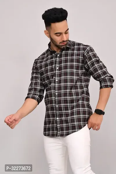 Reliable Brown Cotton Blend Checked Casual Shirt For Men-thumb2