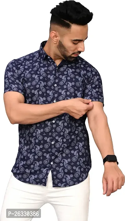 Stylish Cotton Blend Short Sleeves Shirt For Men-thumb3