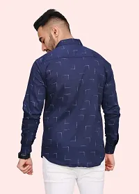 Stylish Blue Cotton Blend Printed Casual Shirt For Men-thumb1