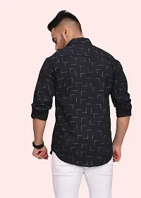 Reliable Black Cotton Blend Printed Casual Shirt For Men-thumb1