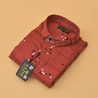 Reliable Red Cotton Blend Printed Casual Shirt For Men-thumb1