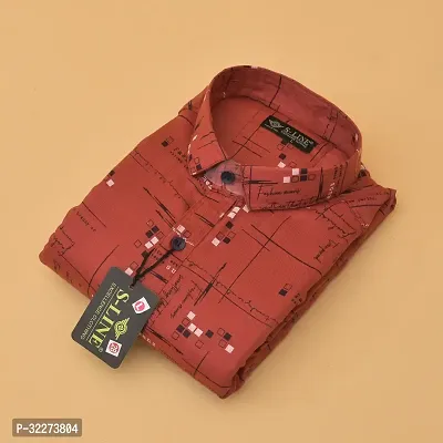 Reliable Red Cotton Blend Printed Casual Shirt For Men-thumb2