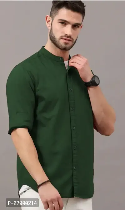 Elegant Cotton Blend Solid Long Sleeves Casual Shirts For Men-thumb4