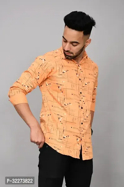 Reliable Orange Cotton Blend Printed Casual Shirt For Men-thumb4