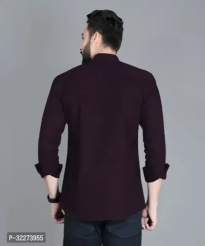 Reliable Purple Cotton Blend Solid Casual Shirt For Men-thumb2