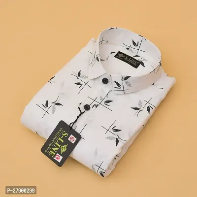 Elegant Cotton Blend Printed Long Sleeves Casual Shirts For Men-thumb0