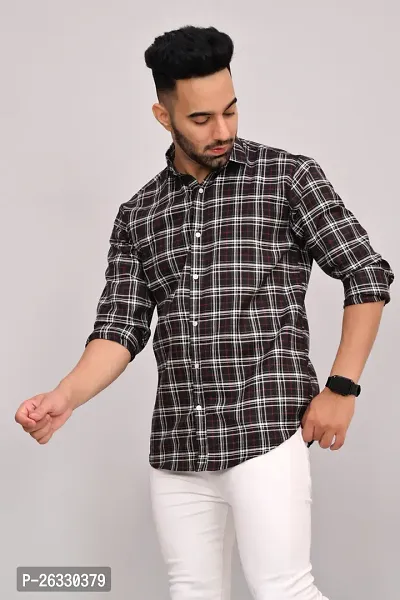 Stylish Cotton Blend Long Sleeves Shirt For Men-thumb2