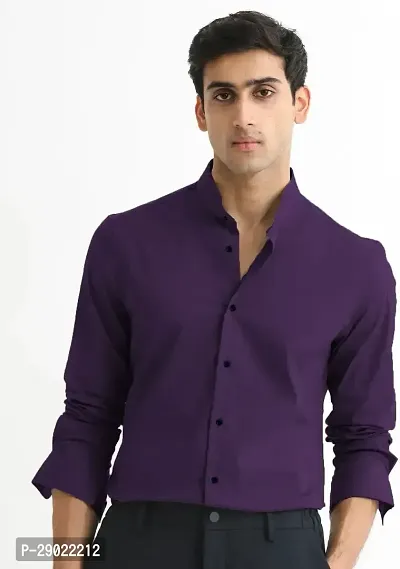 Stylish Purple Cotton Blend Solid Casual Shirt For Men-thumb0