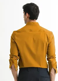 Stylish Yellow Cotton Blend Solid Casual Shirt For Men-thumb1
